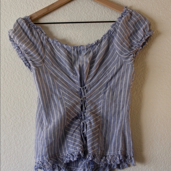 Guess blue and white buttoned top - Picture 4 of 4